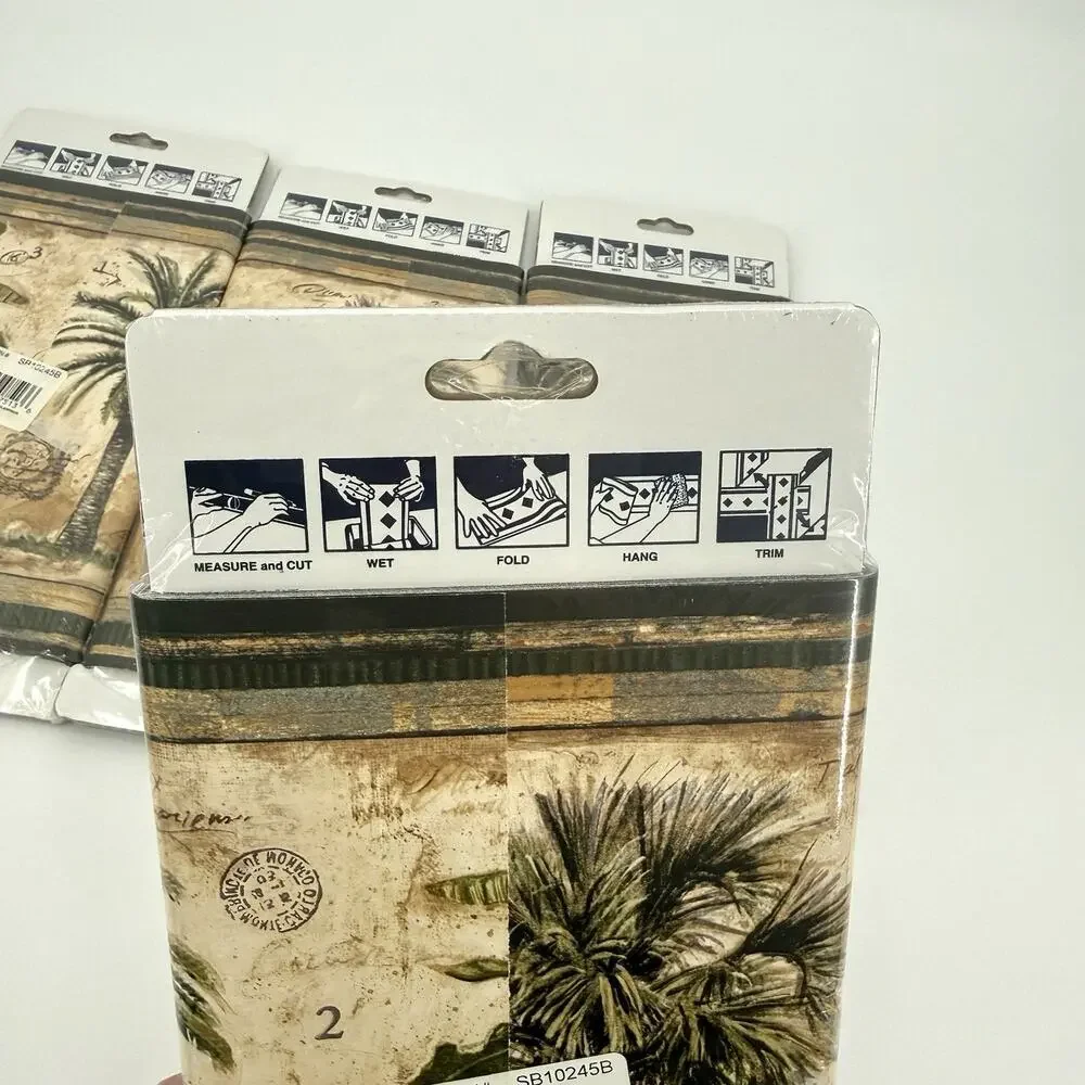 4 VTG Expressions Prepasted Wallpaper Border Palm Trees SB10245B Tropical